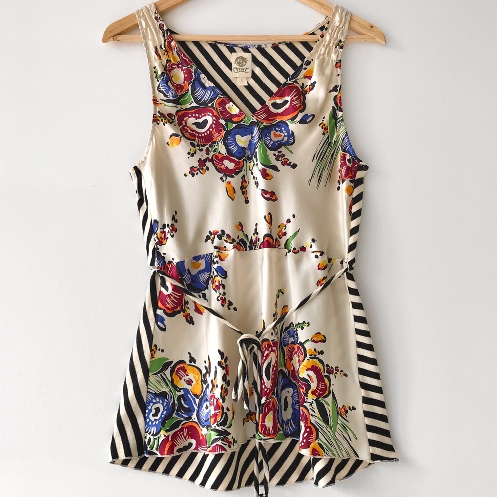 Anthropologie Silk Floral & Striped Top by “Tiny”